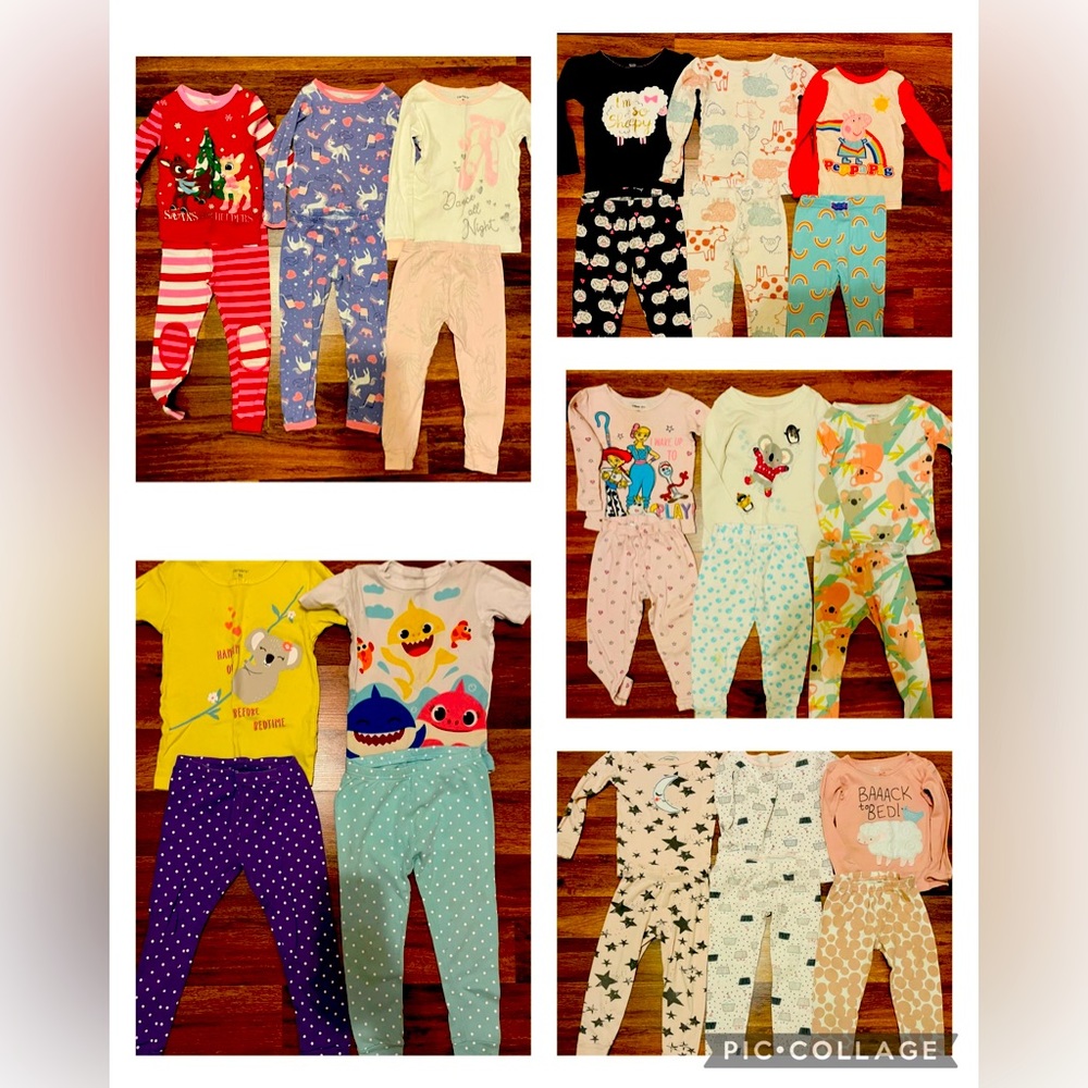 Huge 30 pieces 3T girl pajamas lot all season